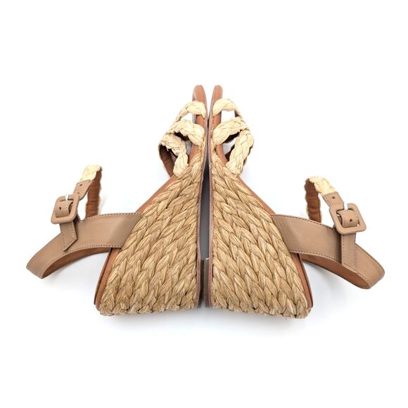 André Assous Milena Wedge Sandal Women's Open Toe Natural/Brown Size US8 EU38 - Picture 7 of 10